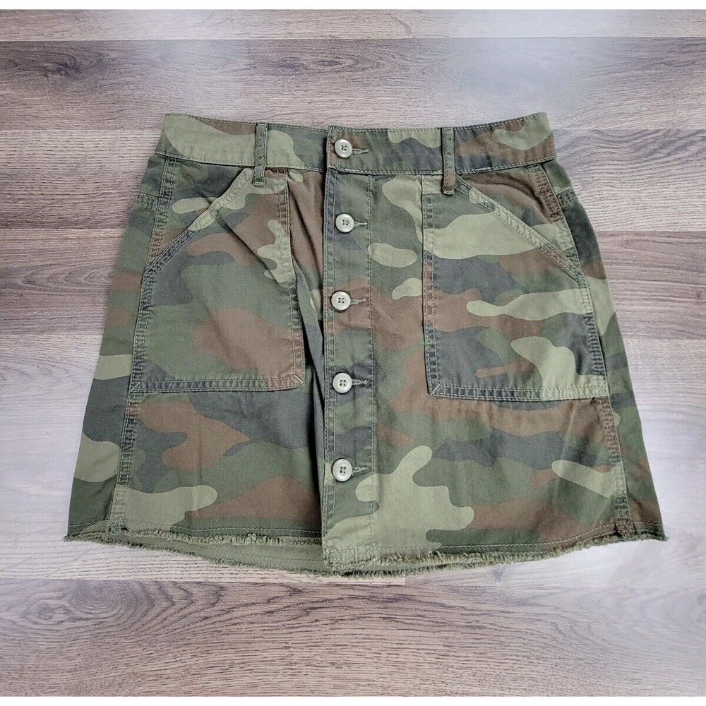 Y2K American Eagle Hi-Rise Skirt Size 4 Camouflage Button Up A-Line Preppy Hip
